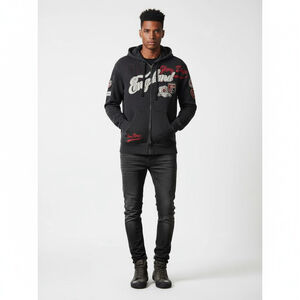 Next Full Zip Hoodie Y2K Blokecore England Patches Mens XL Dark Blue